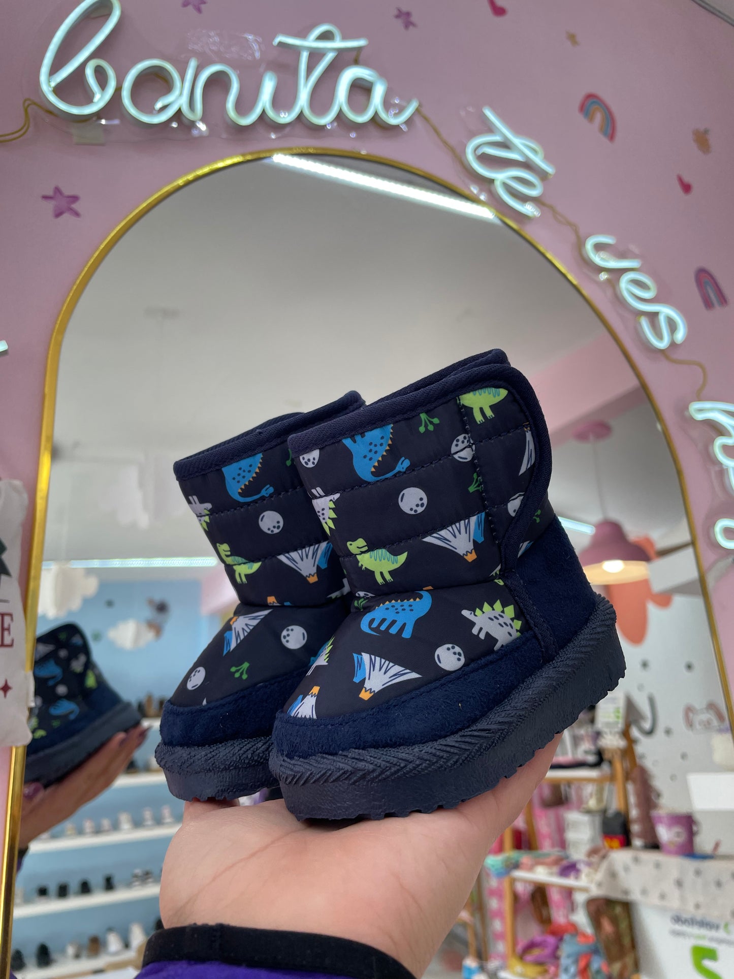 Botita Afelpada Azul/Marino Dino