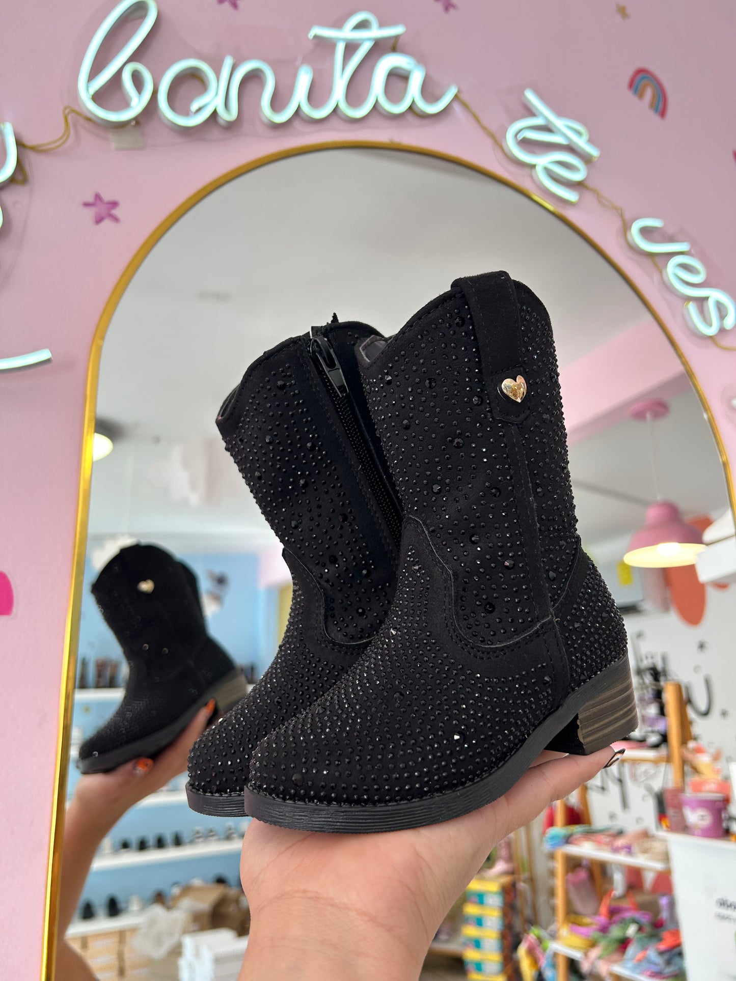 Bota vaquera negro/brillos #910