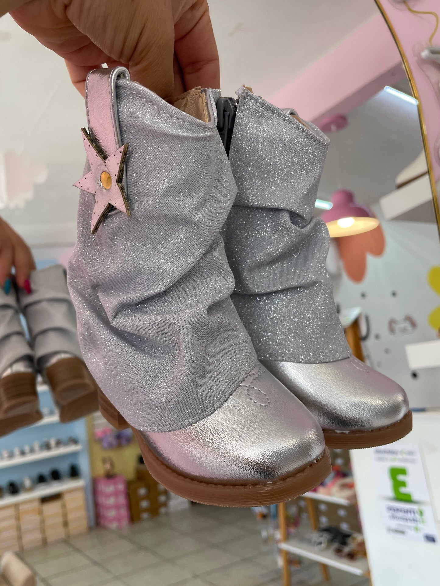 Bota Vaquera Plata/Brillos