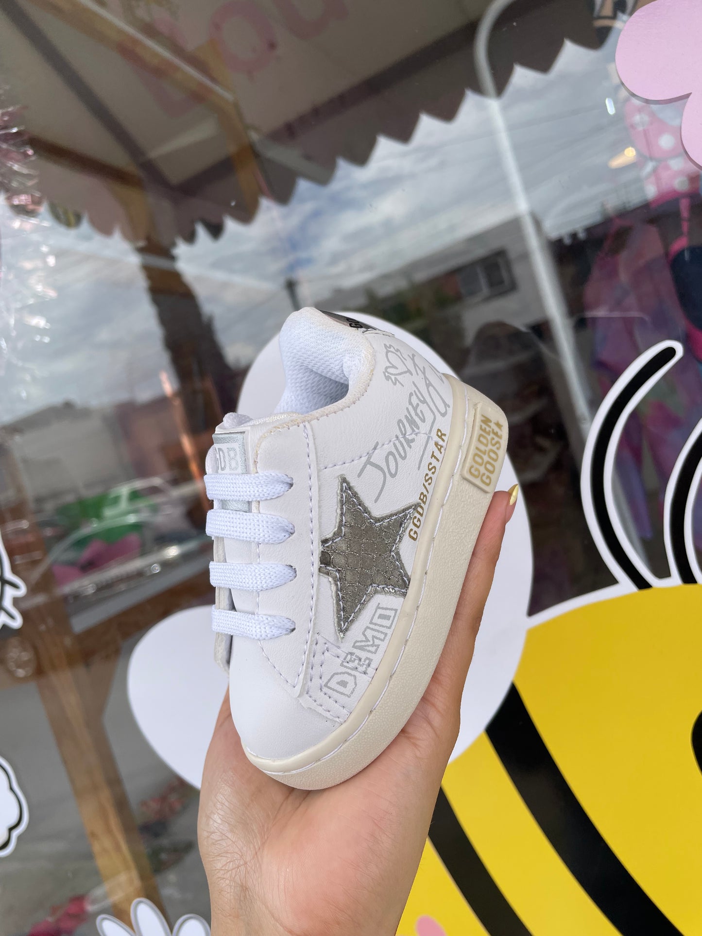 Tenis golden goose blanco/plata