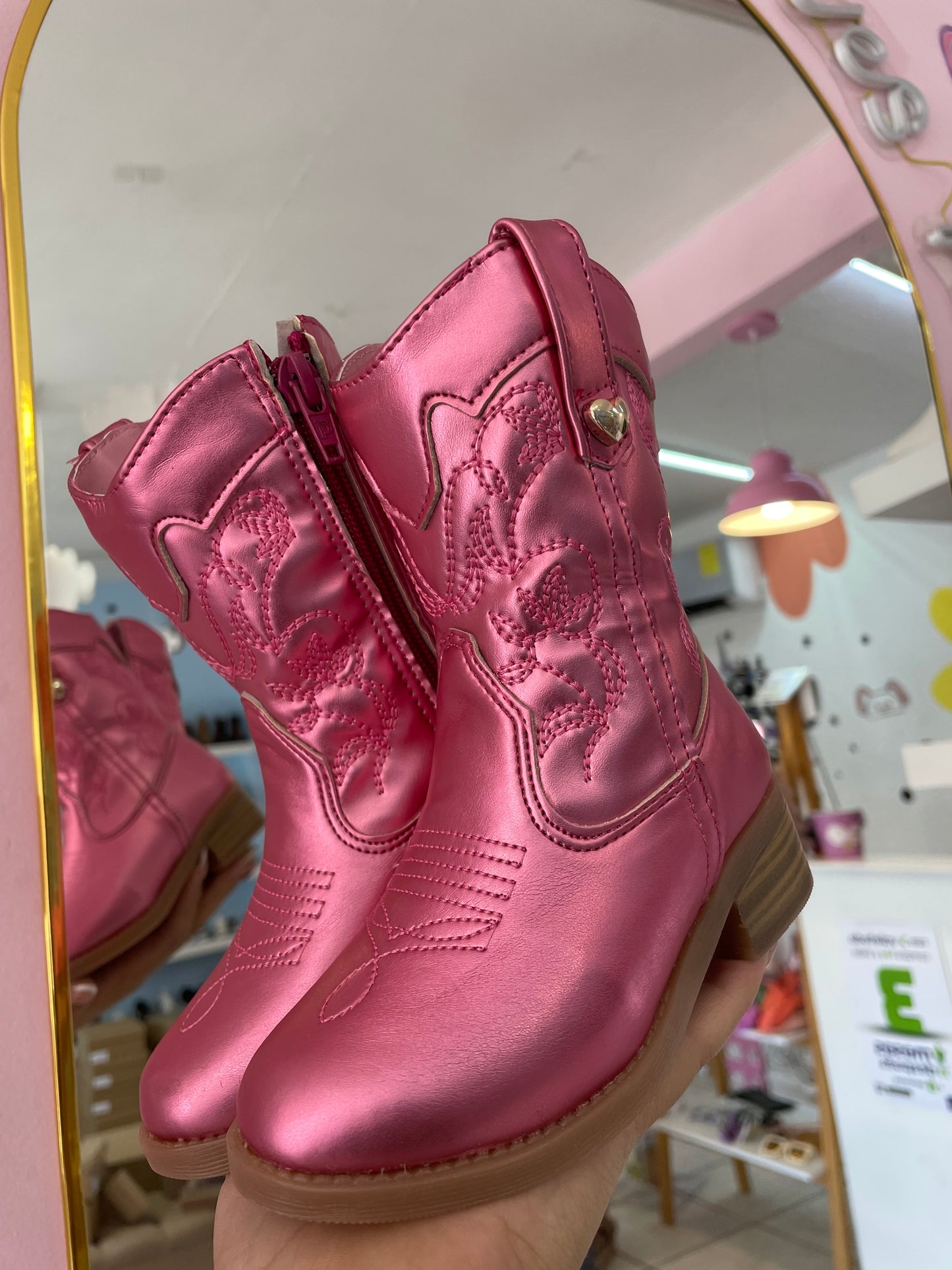 Bota Vaquera Rosa Metalico