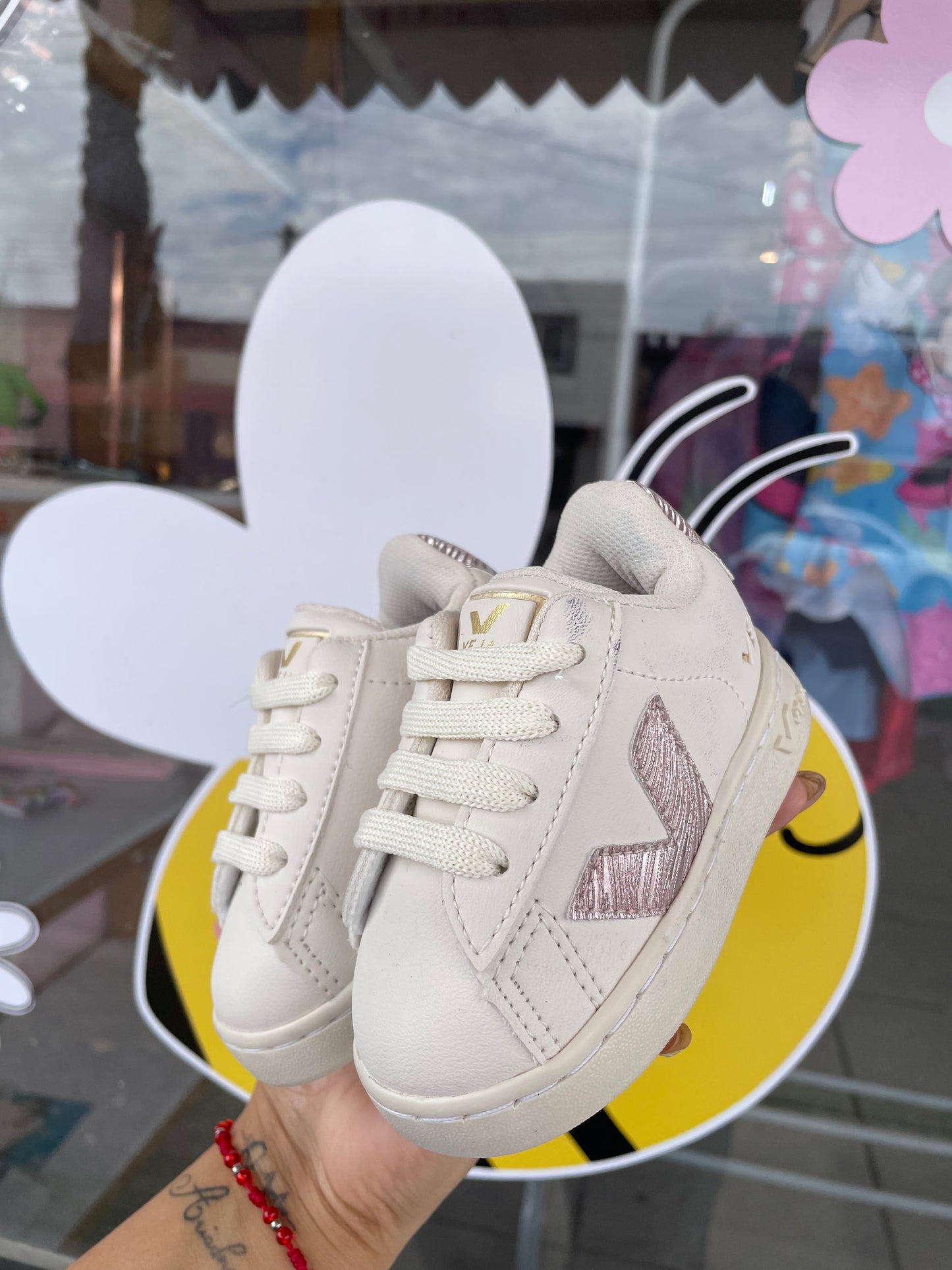 Tenis bebe veja late/rosa