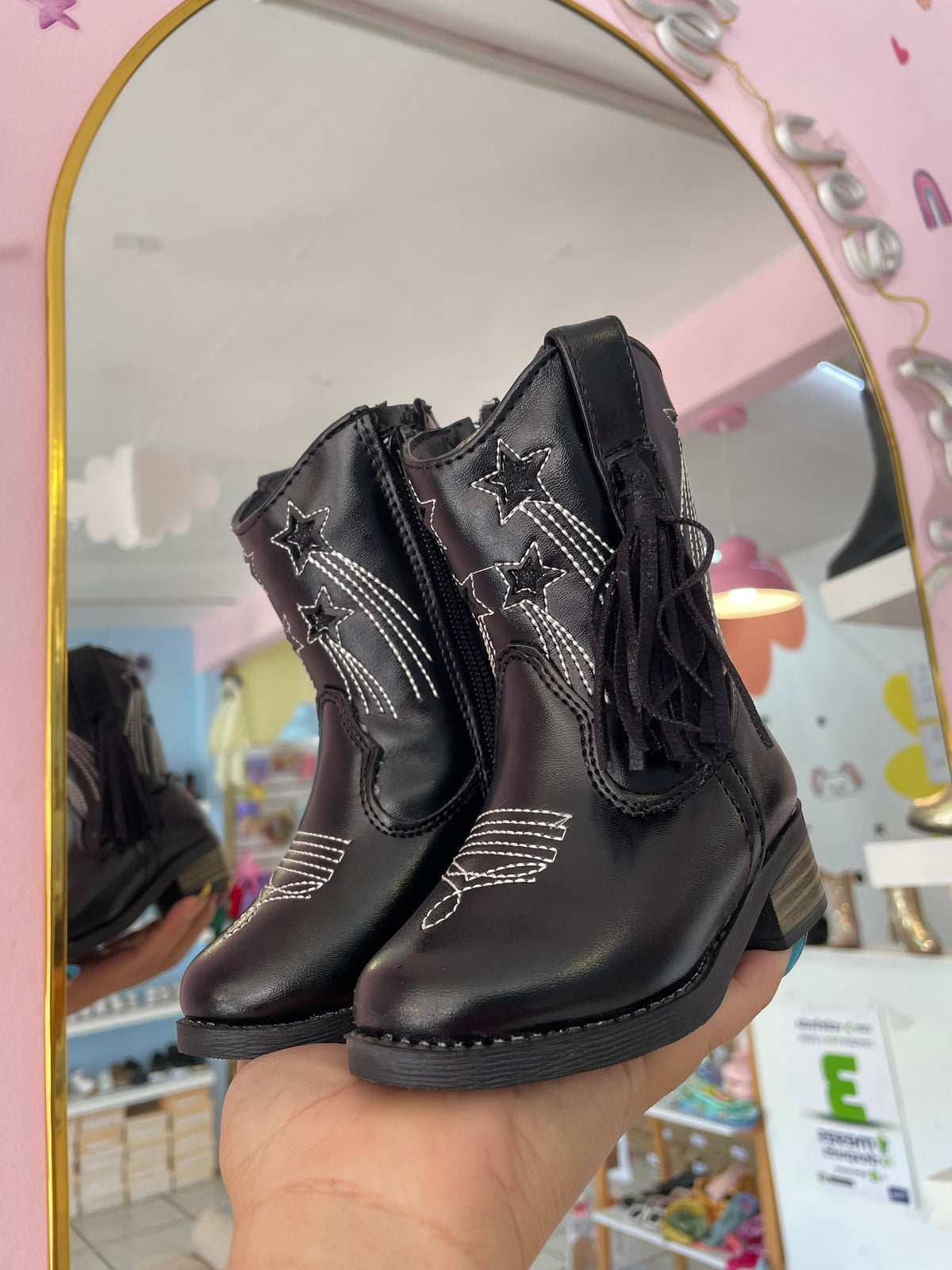 Bota Vaquera Negro/Estrellas