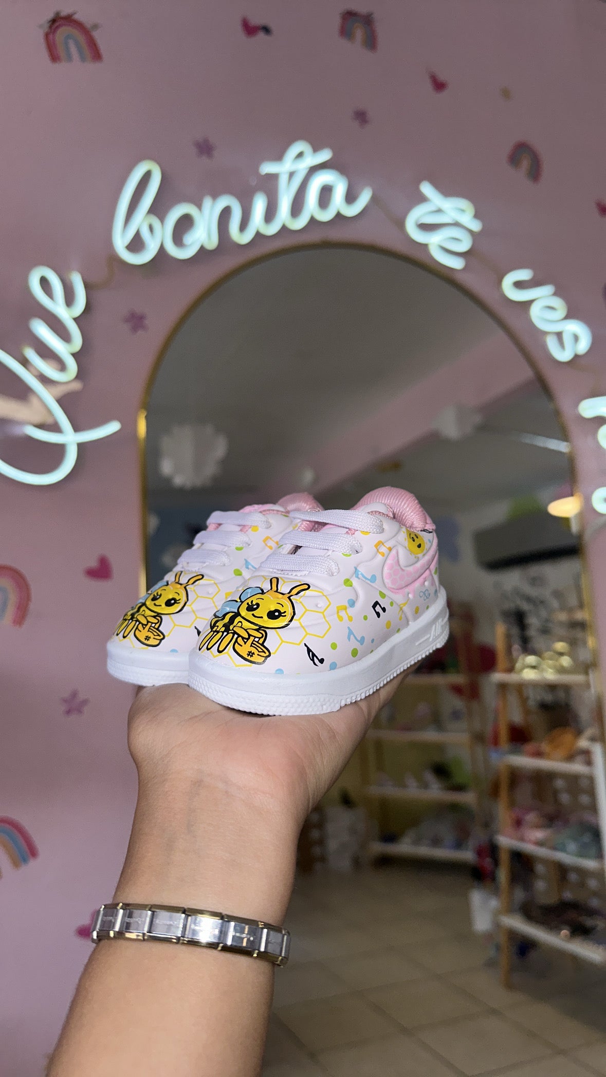 Tenis de Abejita blanco/rosa