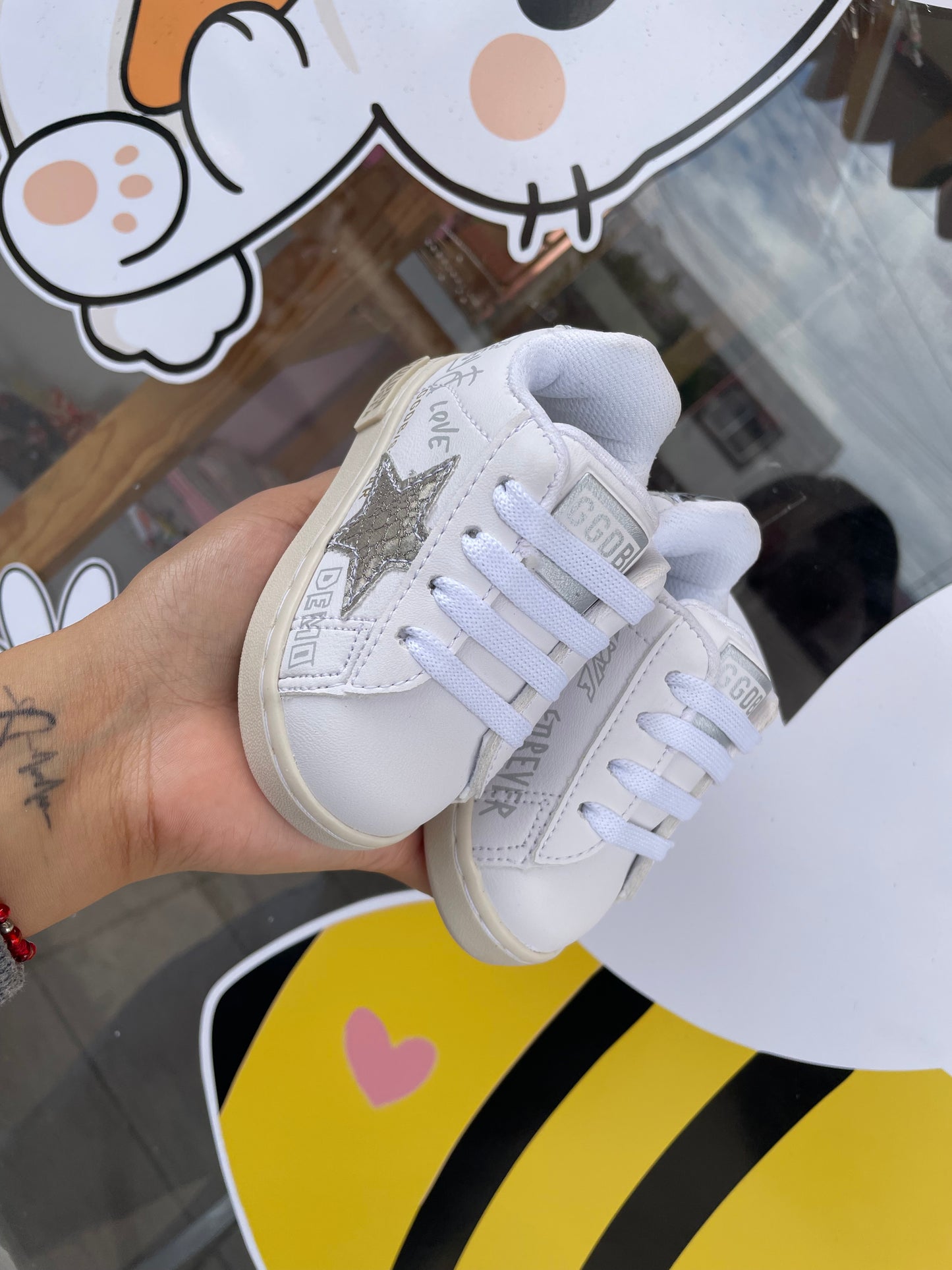 Tenis golden goose blanco/plata