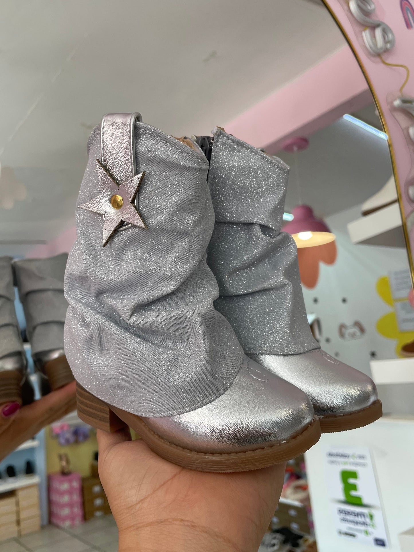 Bota Vaquera Plata/Brillos