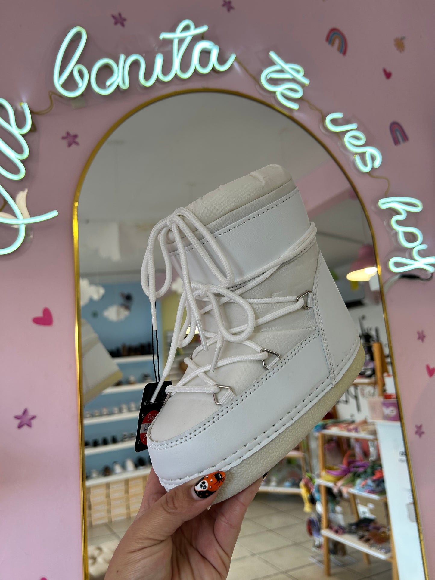 Bota afelpada para nieve blanco