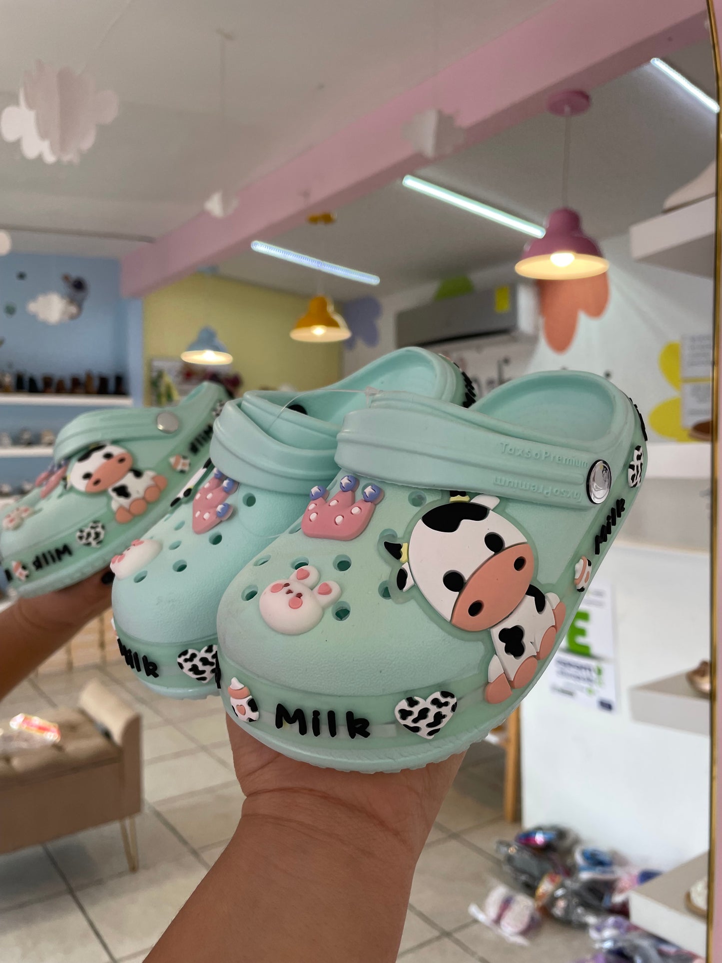 Crocs verde menta led
