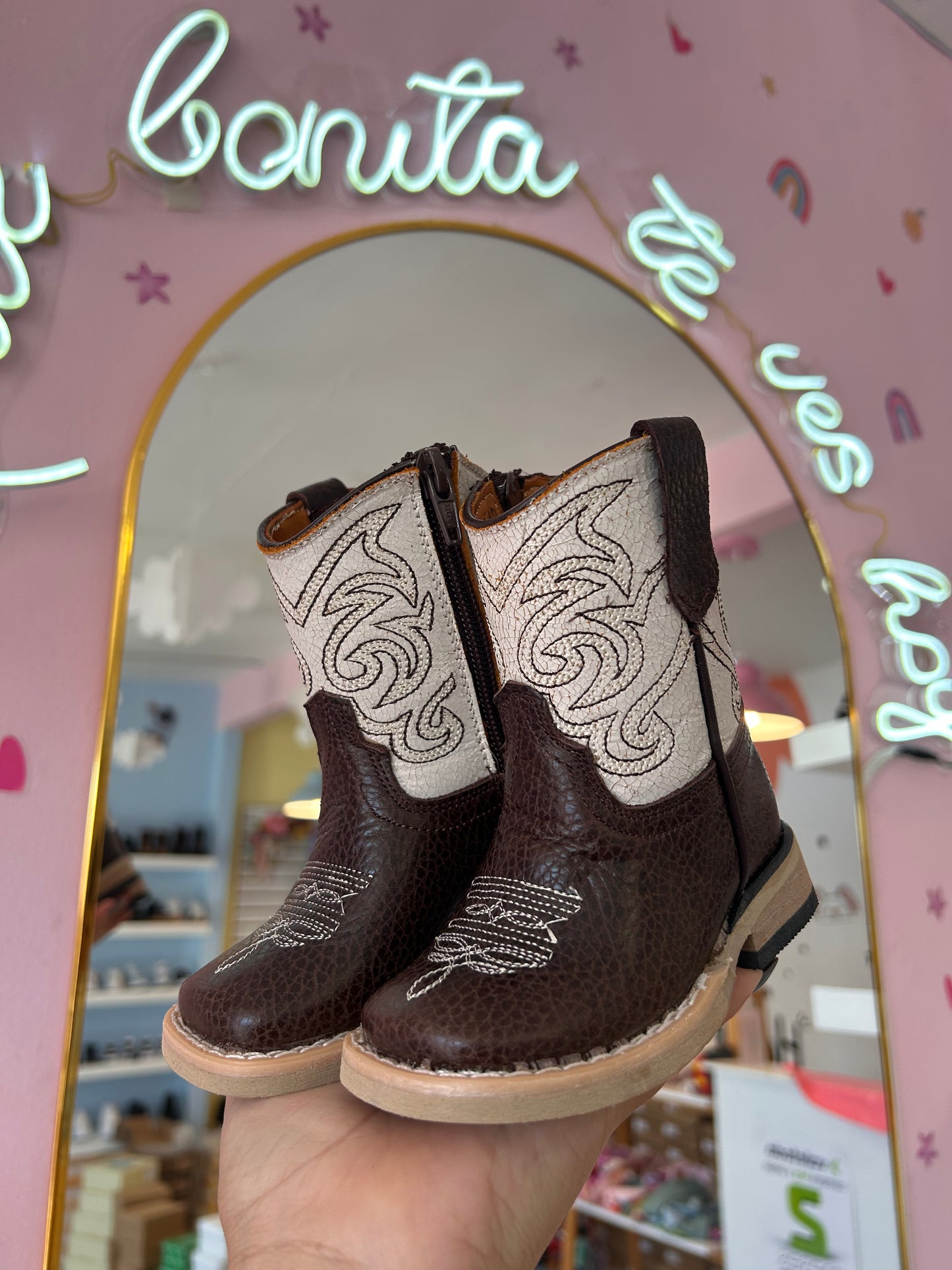 Bota Vaquera Café/Blanco