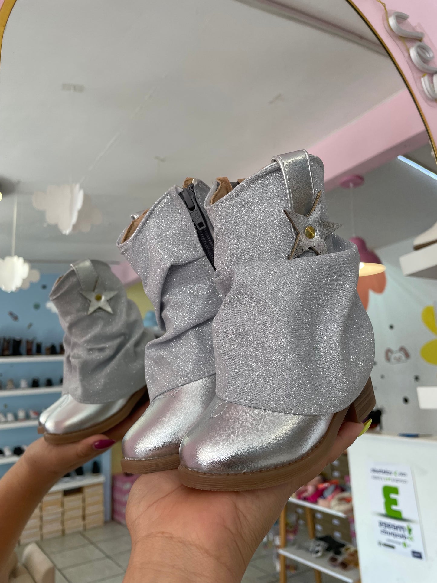 Bota Vaquera Plata/Brillos