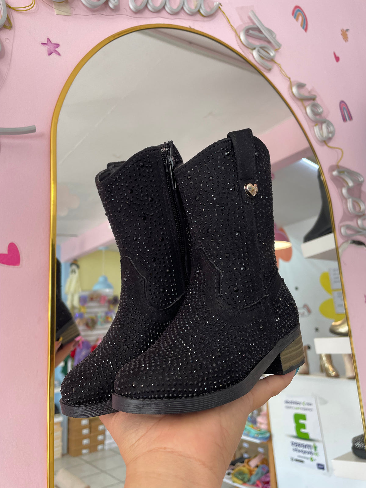 Bota Vaquera Negro/Brillos 911