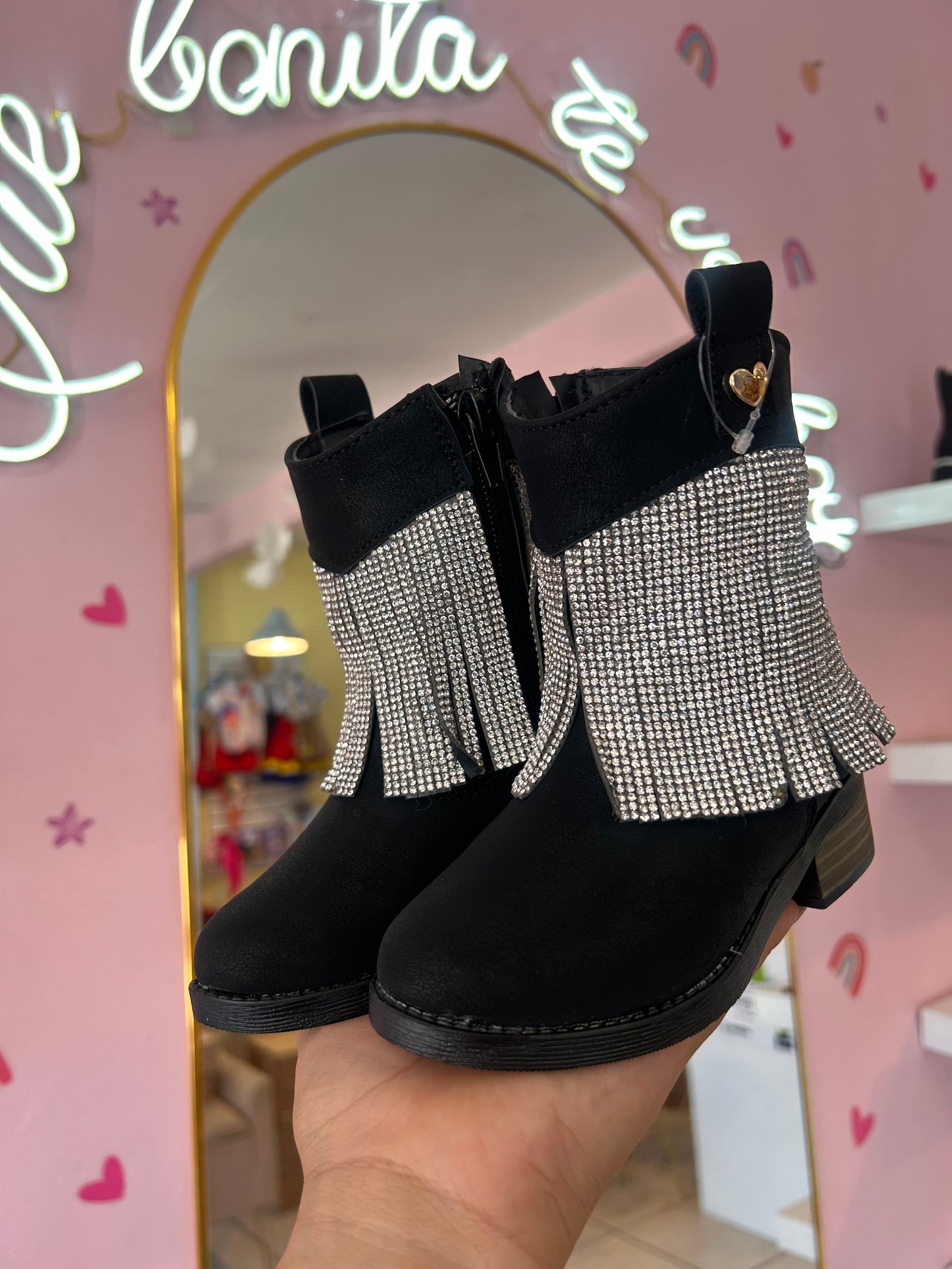 Bota vaquera negro brillos