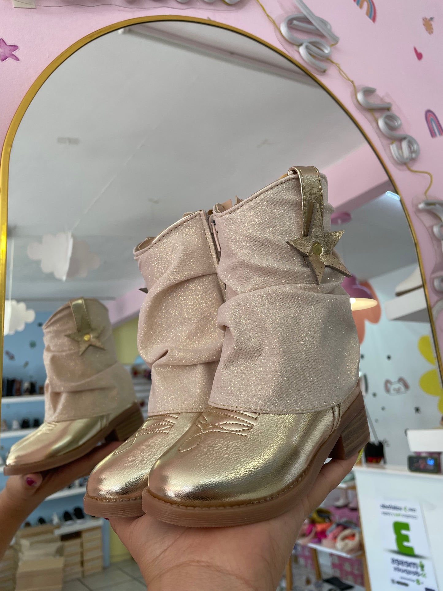 Bota Vaquera Oro Brillos