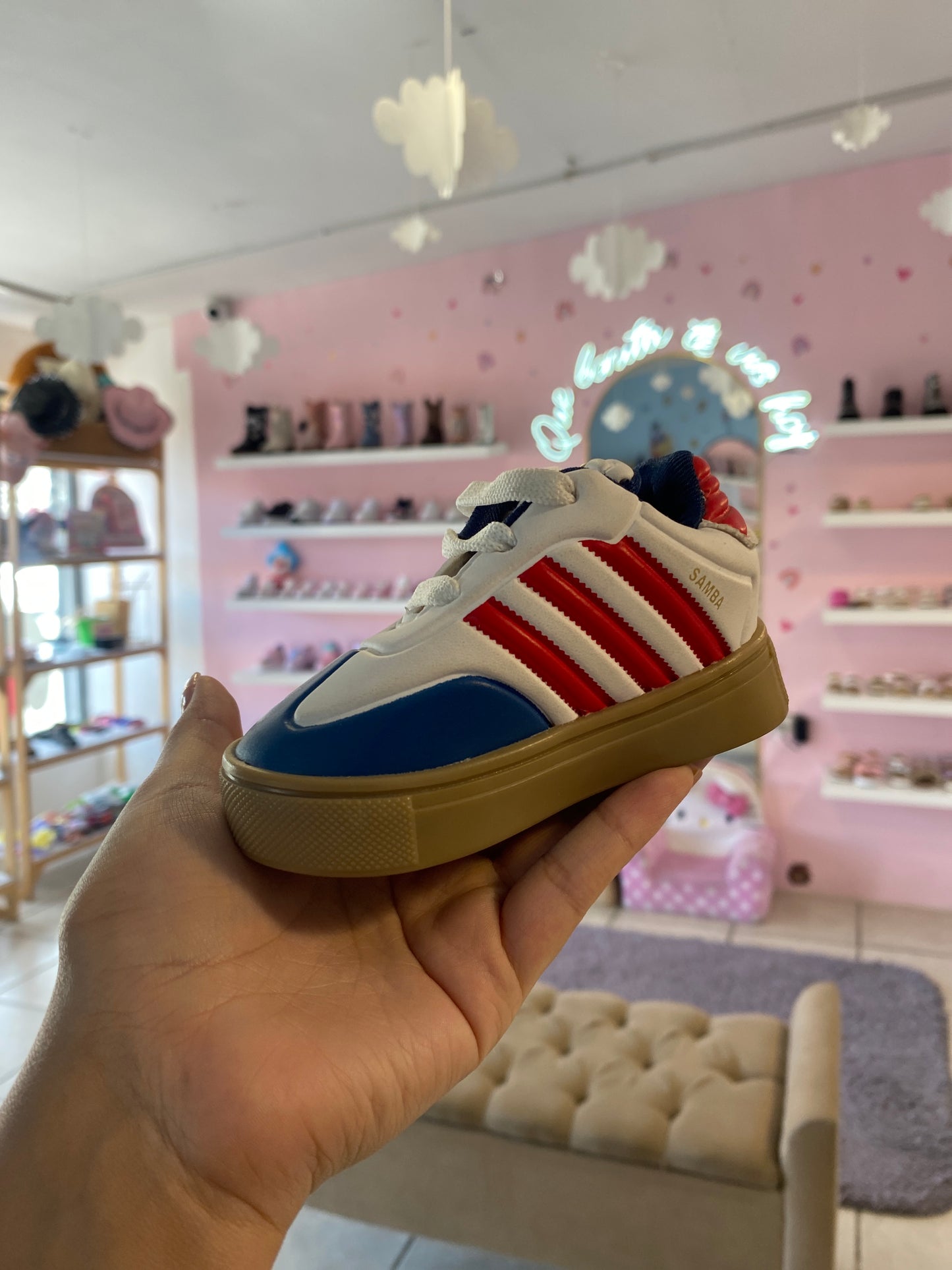 Teni Samba blanco/rojo/marino bebé