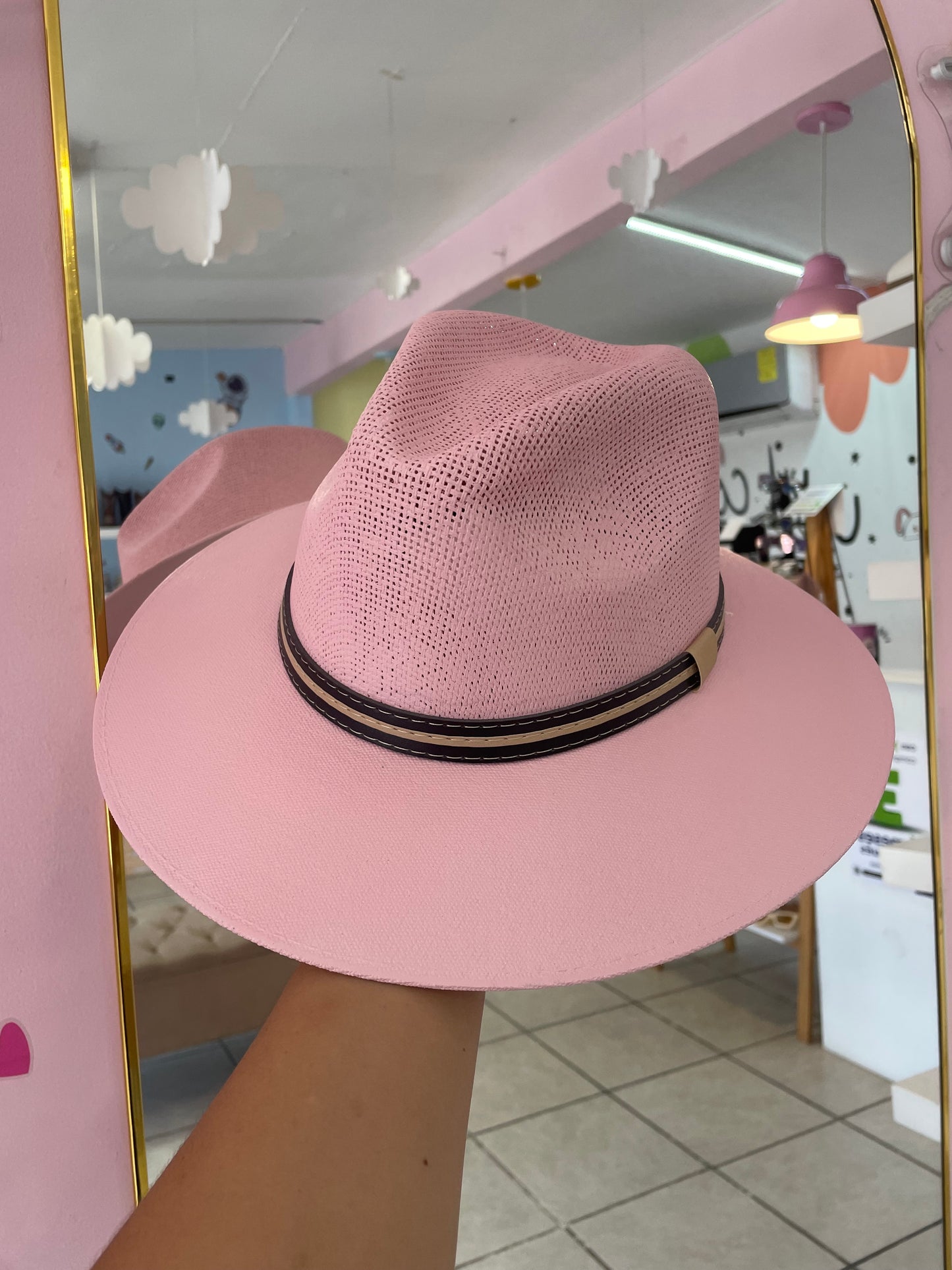 Sombrero Vaquero Plano Rosa
