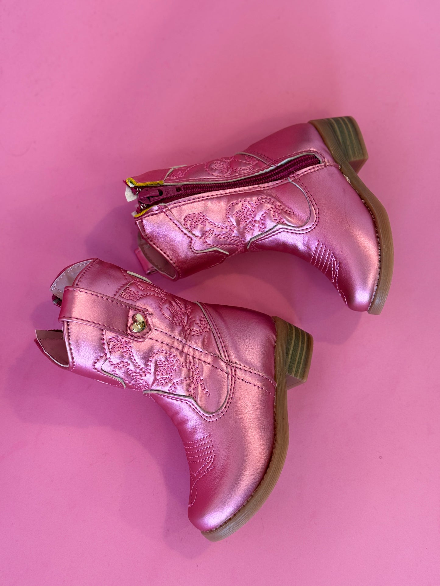 Bota Vaquera Metálica Rosa