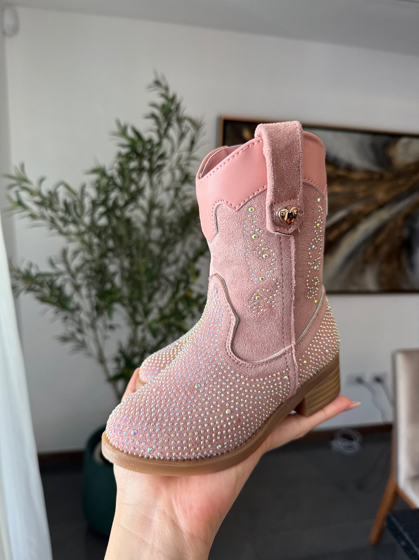 Bota vaquera rosa/brillos #910