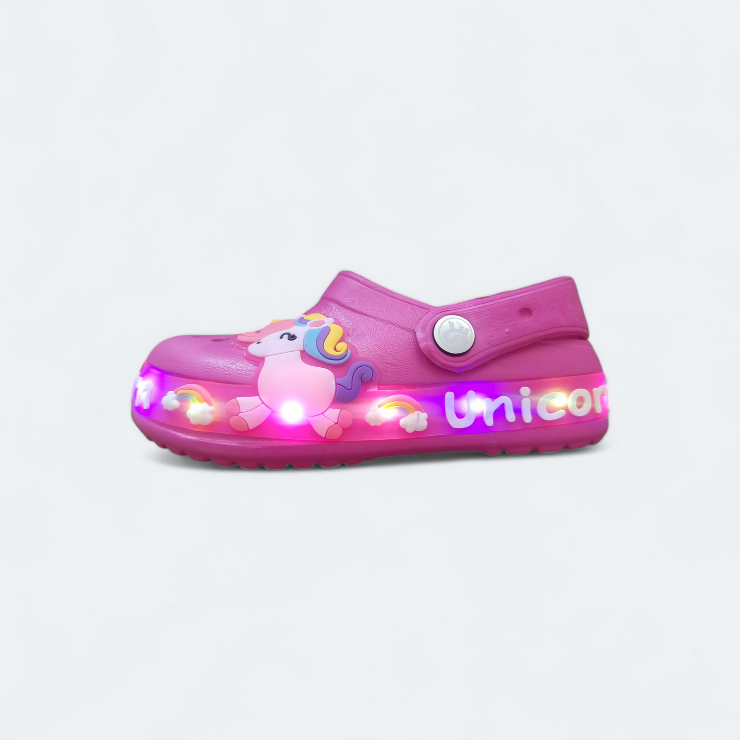 Crocs Unicornio Fucsia led