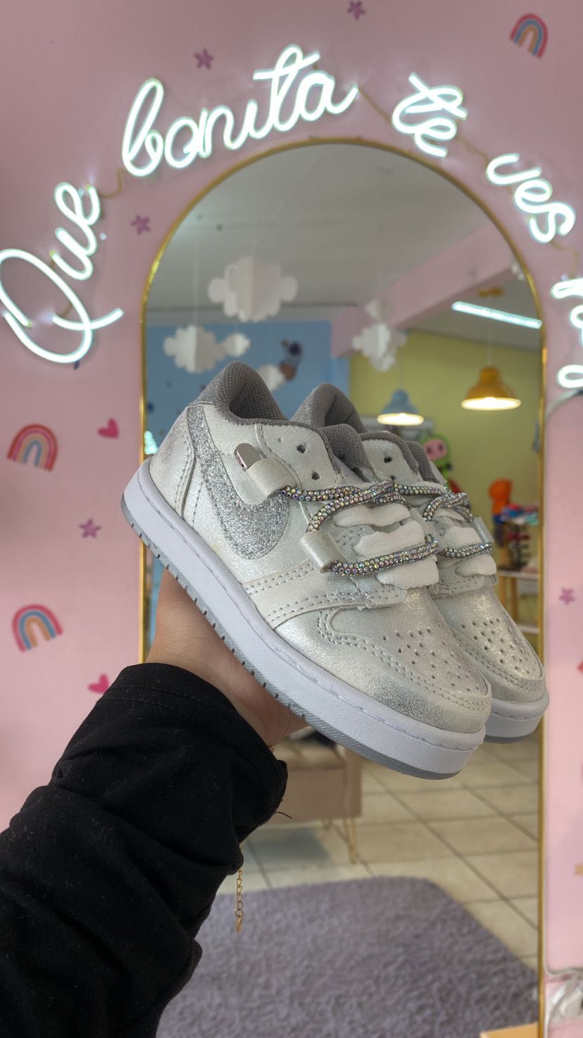 Teni de brillos blanco/plata