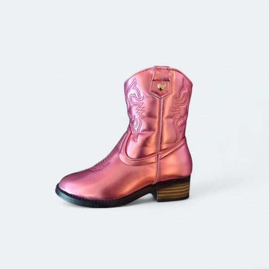 Bota vaquera metálica rosa