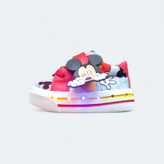 Tenis Mickey rojo/gris led